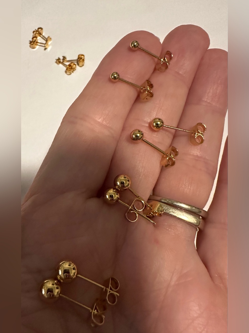 Gold Ball Stud pierced Earrings various sizes Women’s Jewelry